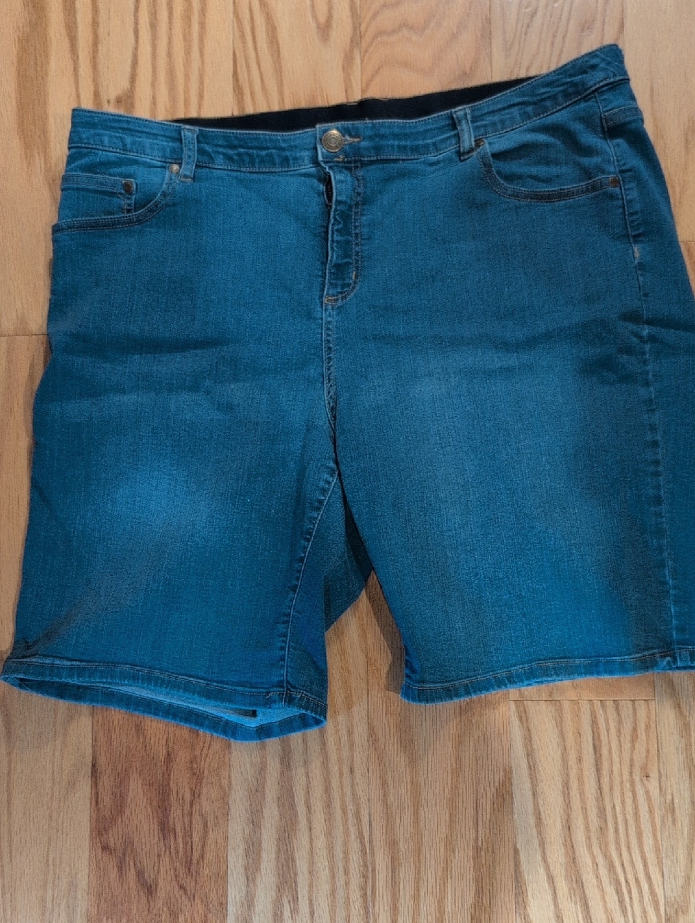 CJ Banks Teal-Blue Denim Bermuda Shorts